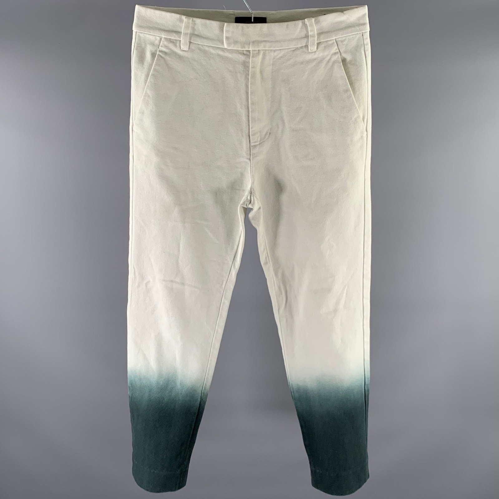 3.1 Phillip Lim Size 30 White Teal Ombre Cotton Casual Pants